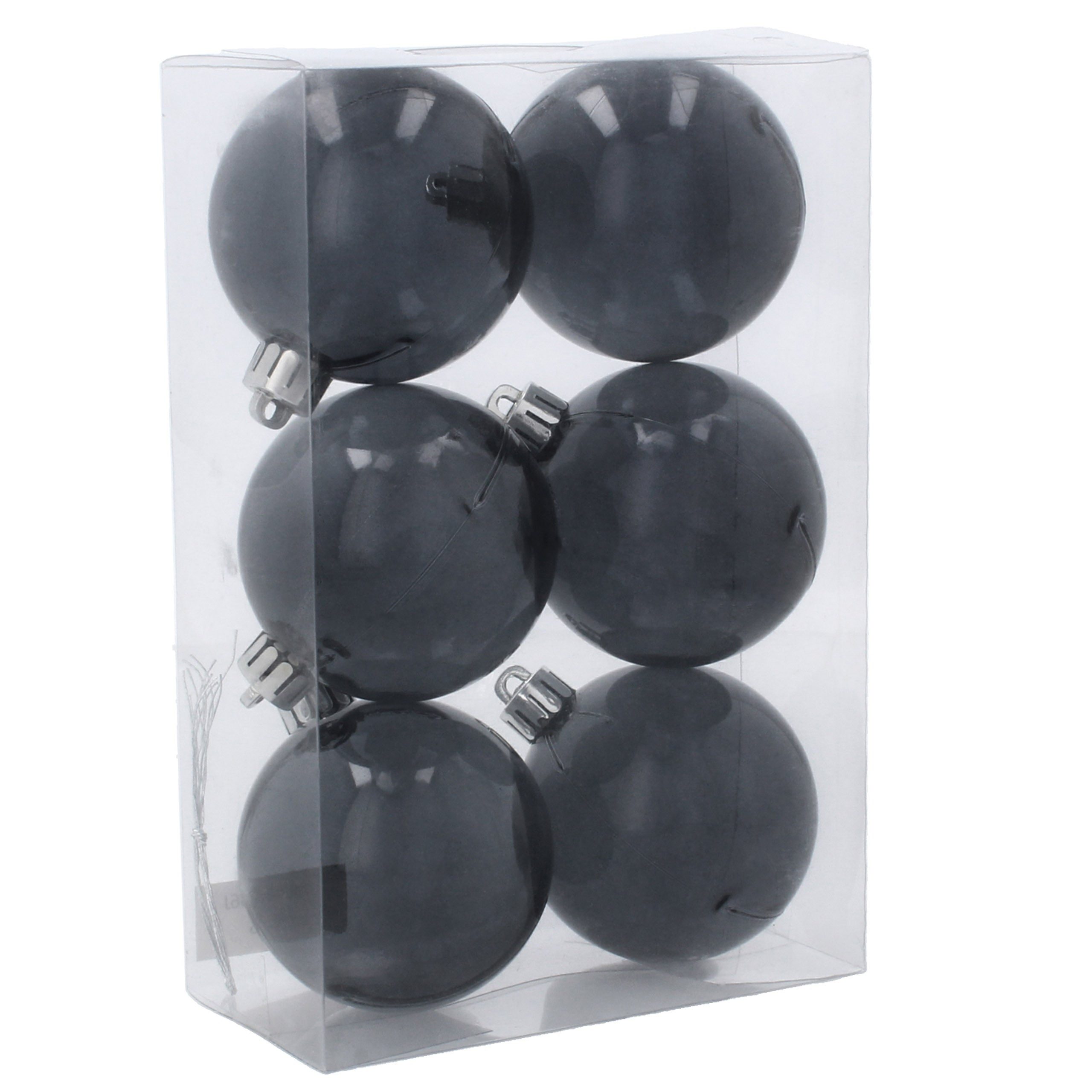 Sarcia.eu Weihnachtsbaumkugel Anthrazit/transparente Christbaumkugeln, 6cm Set, 6 Stück