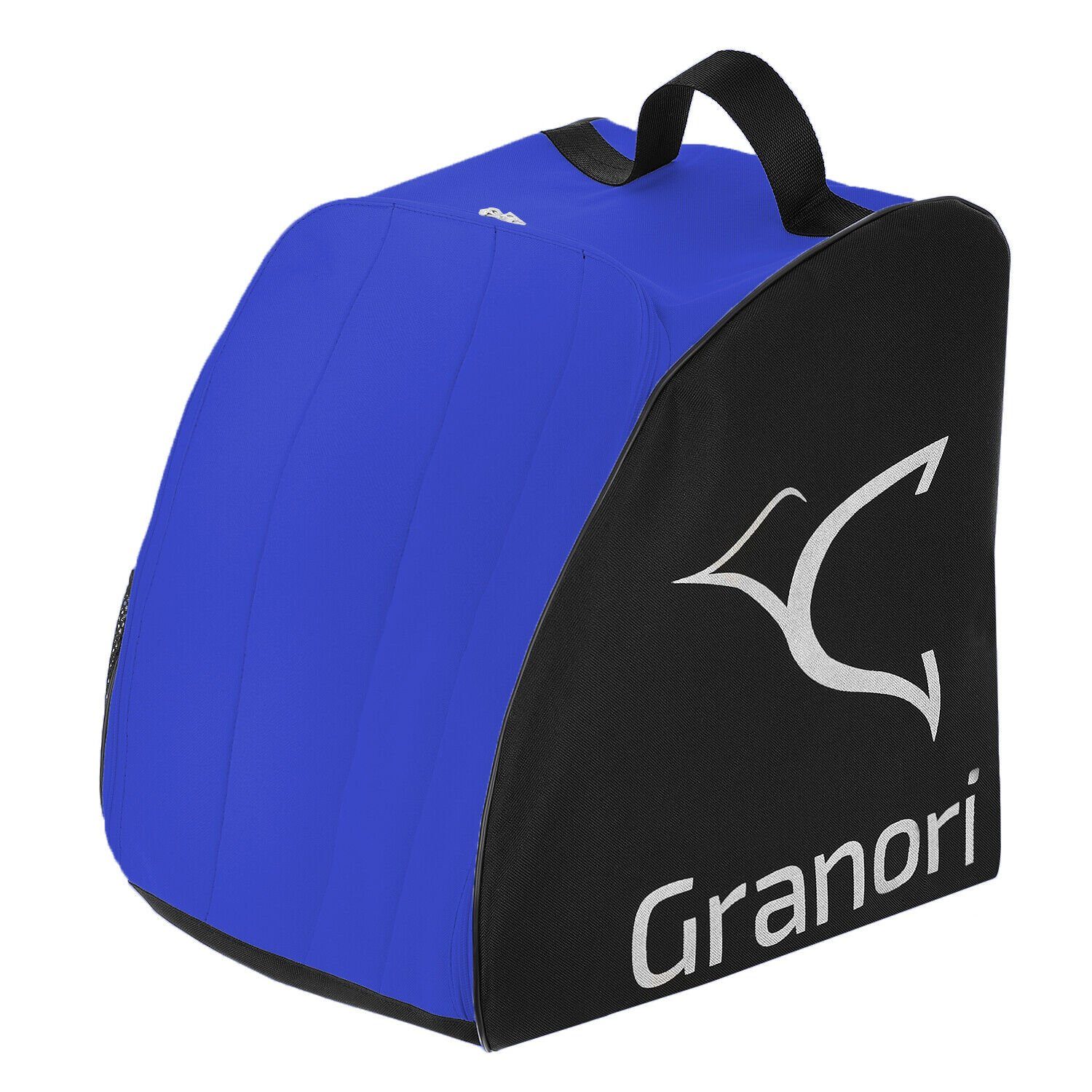 Granori Skirucksack Skischuhtasche für Skistiefel und Helm (gepolstert und abschließbar), mit Entwässerungsöffnung und Außenfach Blau-Schwarz