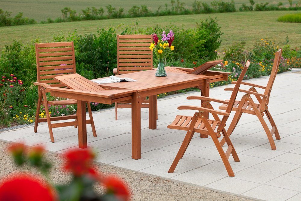 MERXX GartenEssgruppe La Plata Set 5tlg., (1 Ausziehtisch mit 4