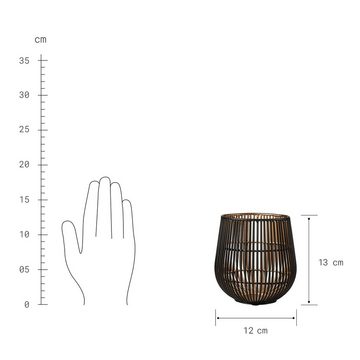 BUTLERS Teelichthalter YOKO Teelichthalter Höhe 13cm, schwarz-goldener Teelichthalter Höhe 13 cm - aus Eisen