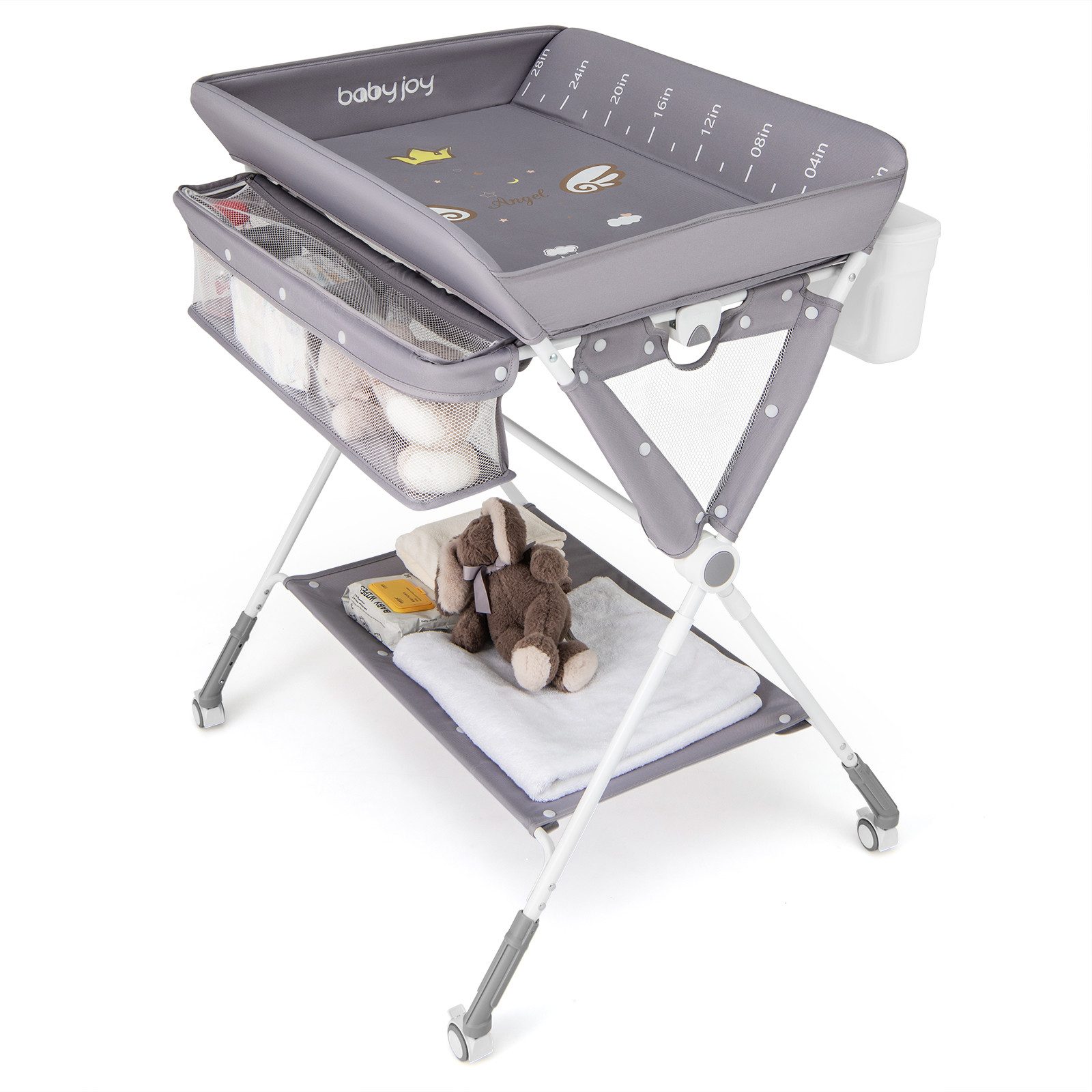 COSTWAY Wickeltisch (1-tlg), 3in1 Wickelkommode, mit Rollen, klappbar