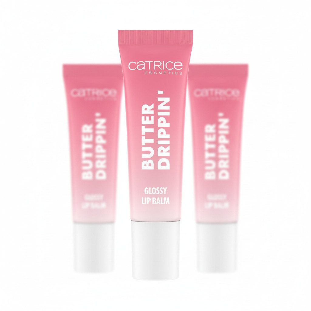 Catrice Lippenbalsam Butter Drippin' Glossy Lip Balm, 3-tlg., Dezenter Farbakzent, geschmeidig, hochglänzend, spendet Feuchtigkeit.