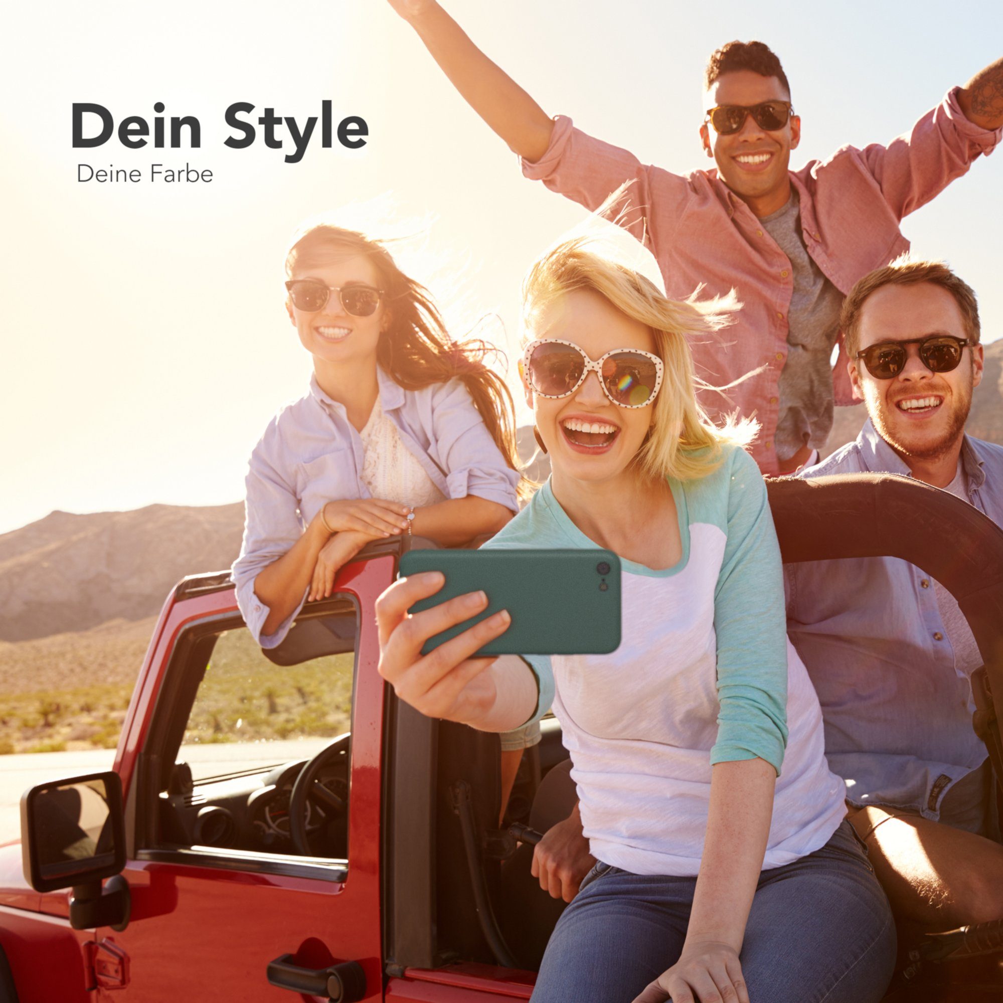 EAZY CASE Handyhülle für Apple iPhone SE 2022/2020 iPhone 8/7 Hülle Silikon 4,7 Zoll, Silikon Schutzhülle mit Kameraschutz kratzfest bumper Grün / Nachtgrün