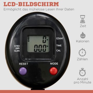 SPORTNOW Fitnesstrampolin mit Haltegriff, LCD-Monitor, Stahl, Ø 15 cm, (Set, 1, Fitness-Trampolin), Ø102 x 99-123H cm