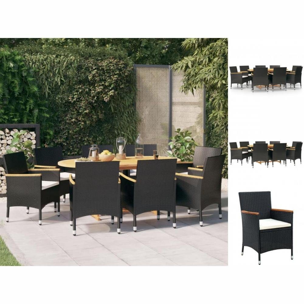 vidaXL GartenEssgruppe »9tlg GartenEssgruppe mit Kissen Schwarz