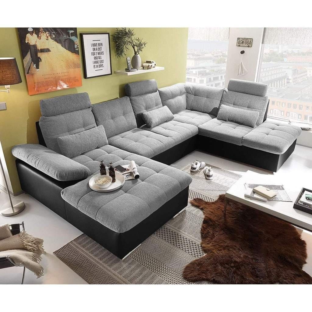 JVmoebel Ecksofa, U-Form Textil Couch mit Bettfunktion und Bettkasten