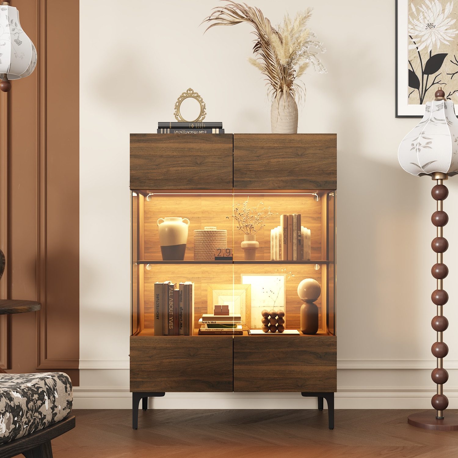 FUFU&GAGA Glasvitrine Vitrinenschrank mit Glastüren und günstig online kaufen