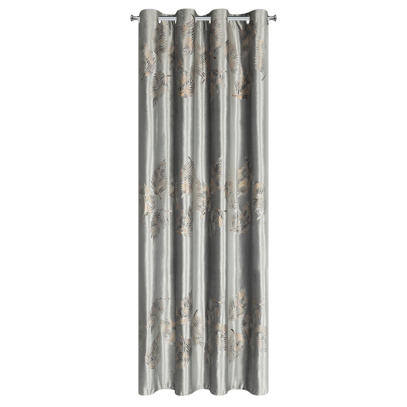 Eurofirany Vorhang IDALIA Ösenschal 140x250 cm, Edles Design aus Samt mit botanischem Muster gold silber