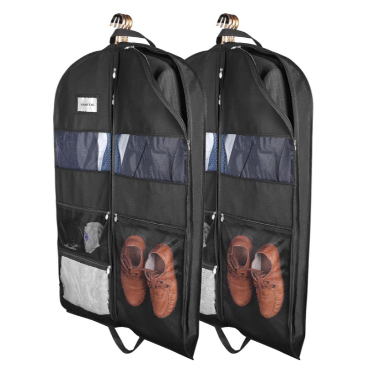 Refttenw Kleiderschutzhülle Faltbare Schutzhülle Kleidersack Vliesstoff (set, 2 St) 110x60x10cm, mit Reißverschluss & Sichtfenster