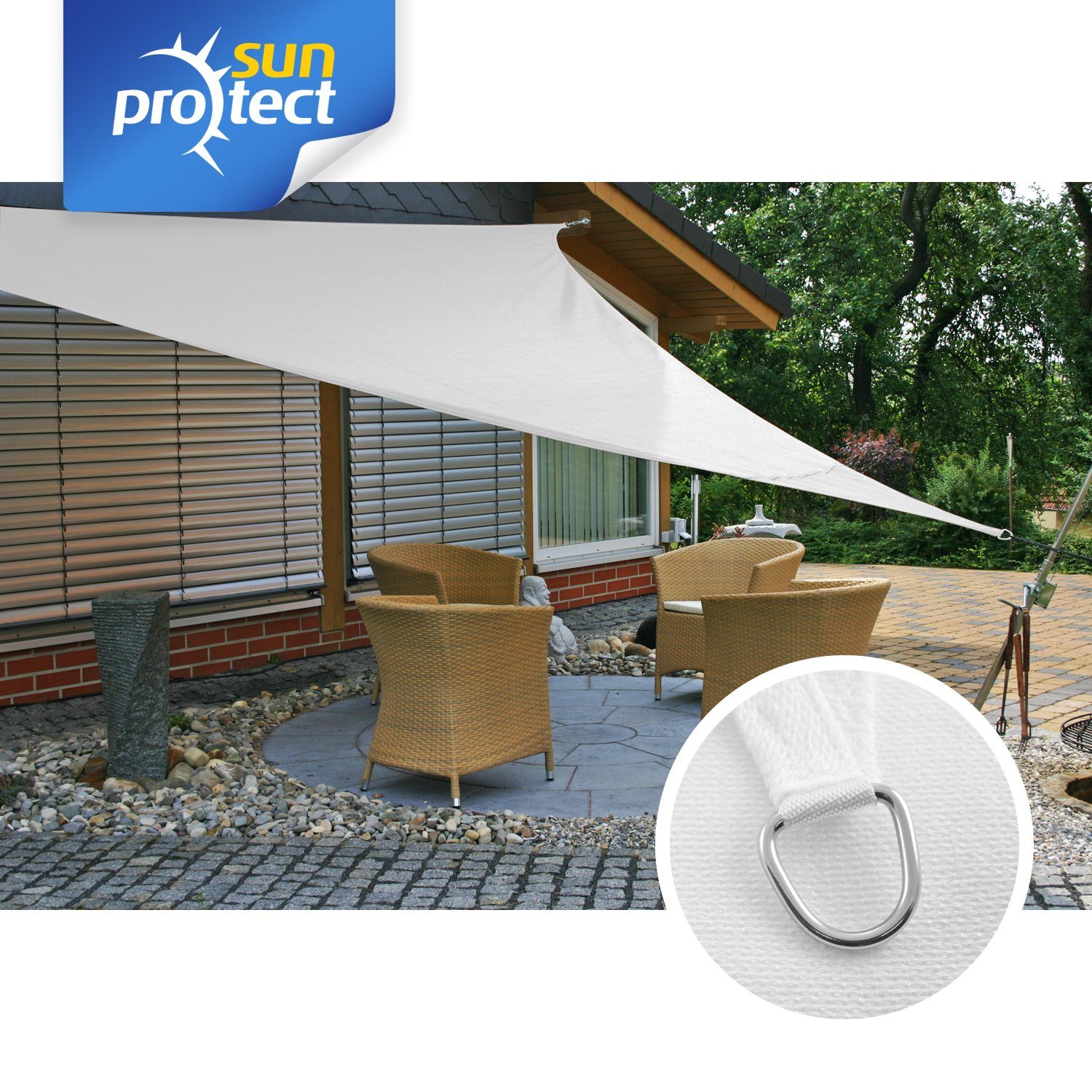 Thumbnail - sunprotect Sonnensegel 3,6 x 3,6 x 5 m 90° Grad Dreieck, ideal für Garten, Balkon & Terrasse
