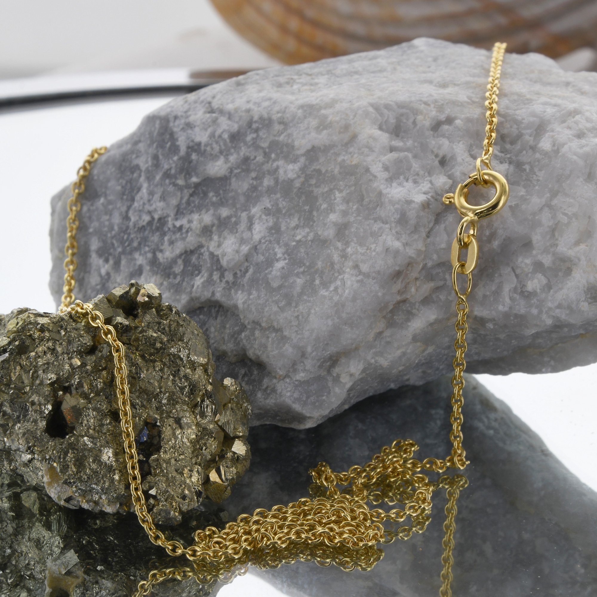 Herren Schmuck HOPLO Goldkette 1,5 mm 585 - 14 Karat Gold Halskette Ankerkette rund massiv Gold hochwertige Goldkette - Länge na