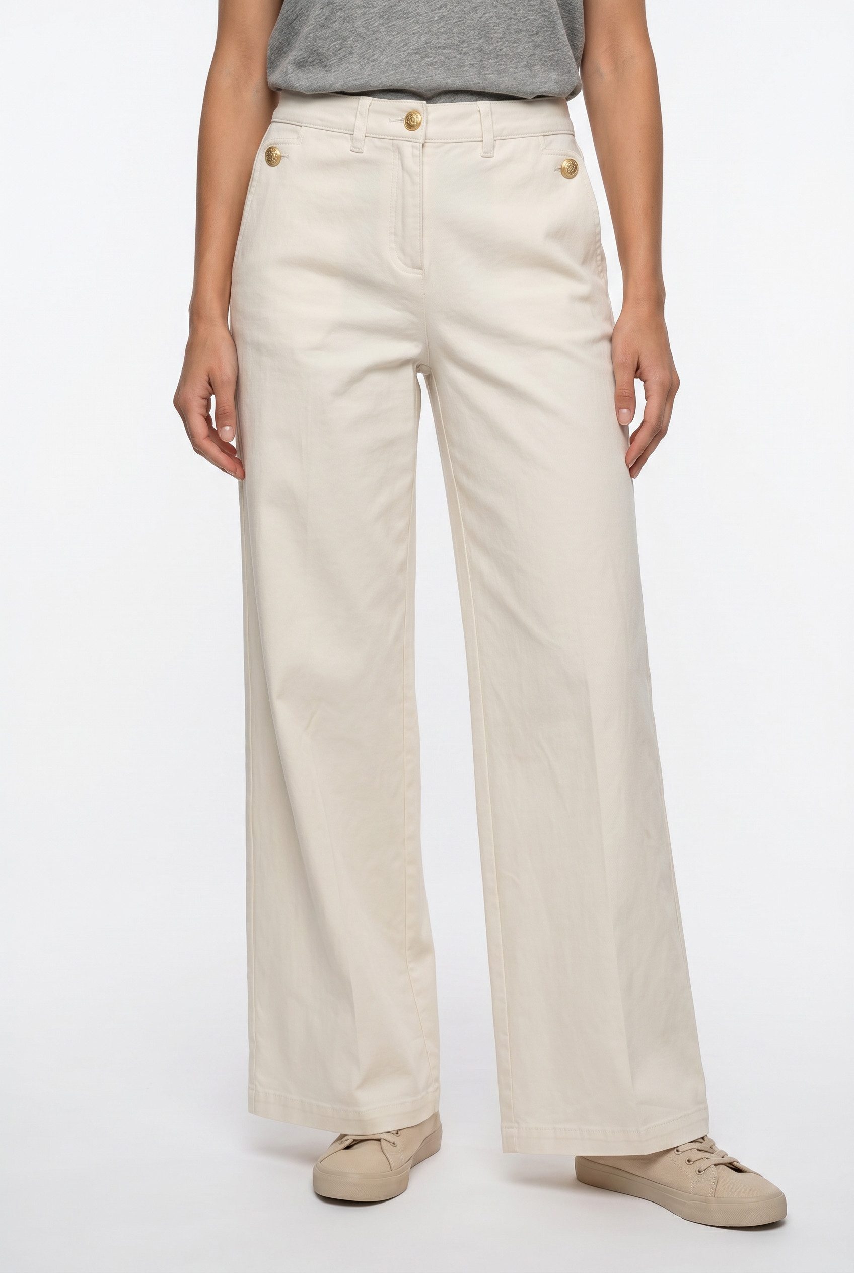 bonprix Webhose Wide Leg Schnitt, Loose Fit Passform, mit Schmückknöpfen
