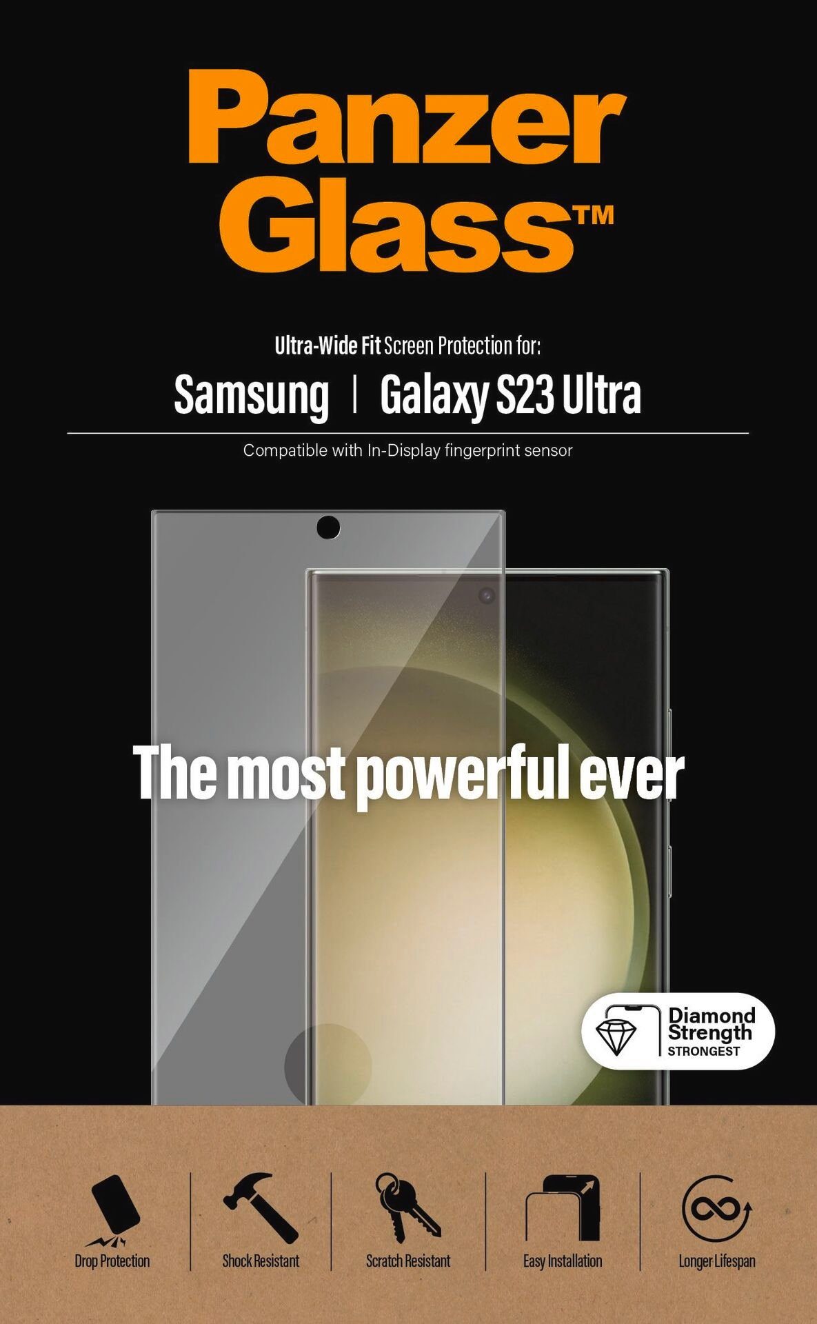 PanzerGlass Displayschutzfolie Screen Protector Samsung Galaxy S23 Ultra, UWF