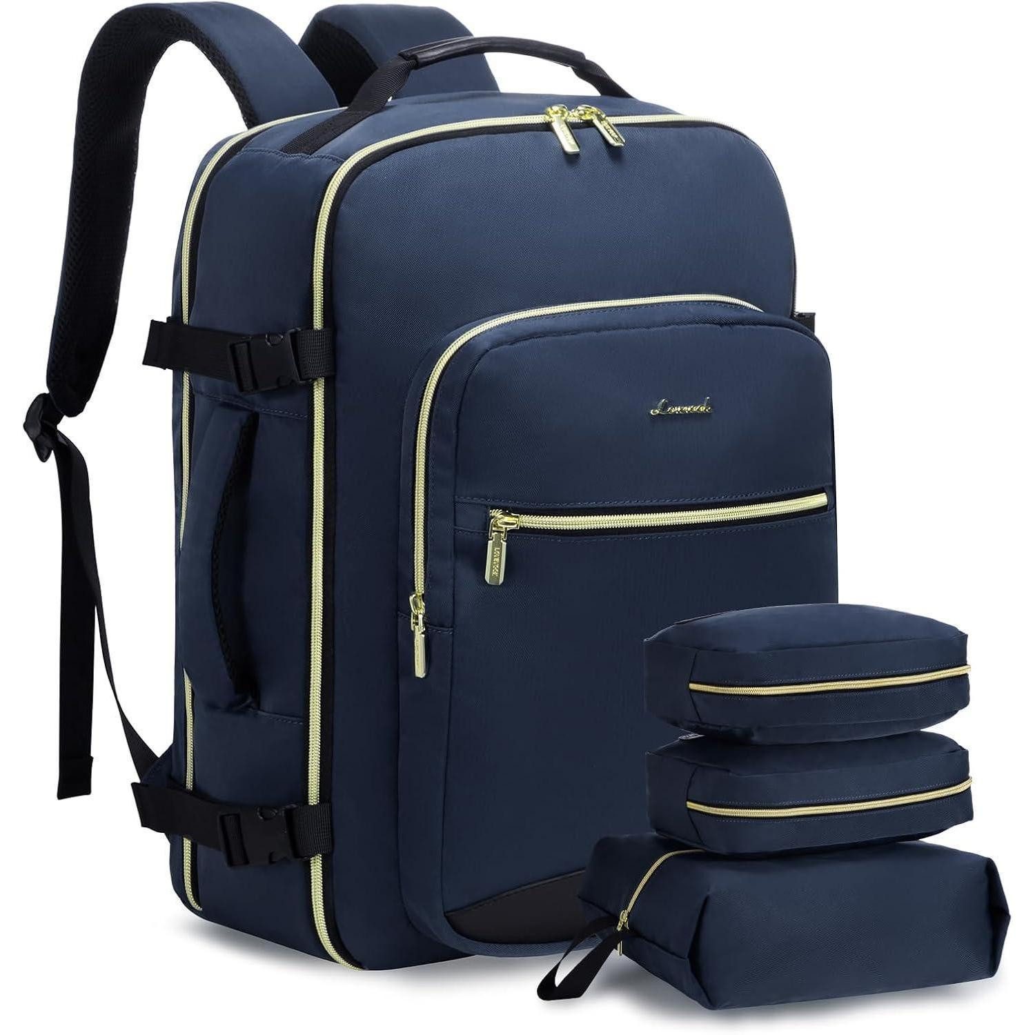 Kofferrucksack Rucksack Handgepäck 40L Reiserucksack Wasserdicht L Dunkelblau+schwarz