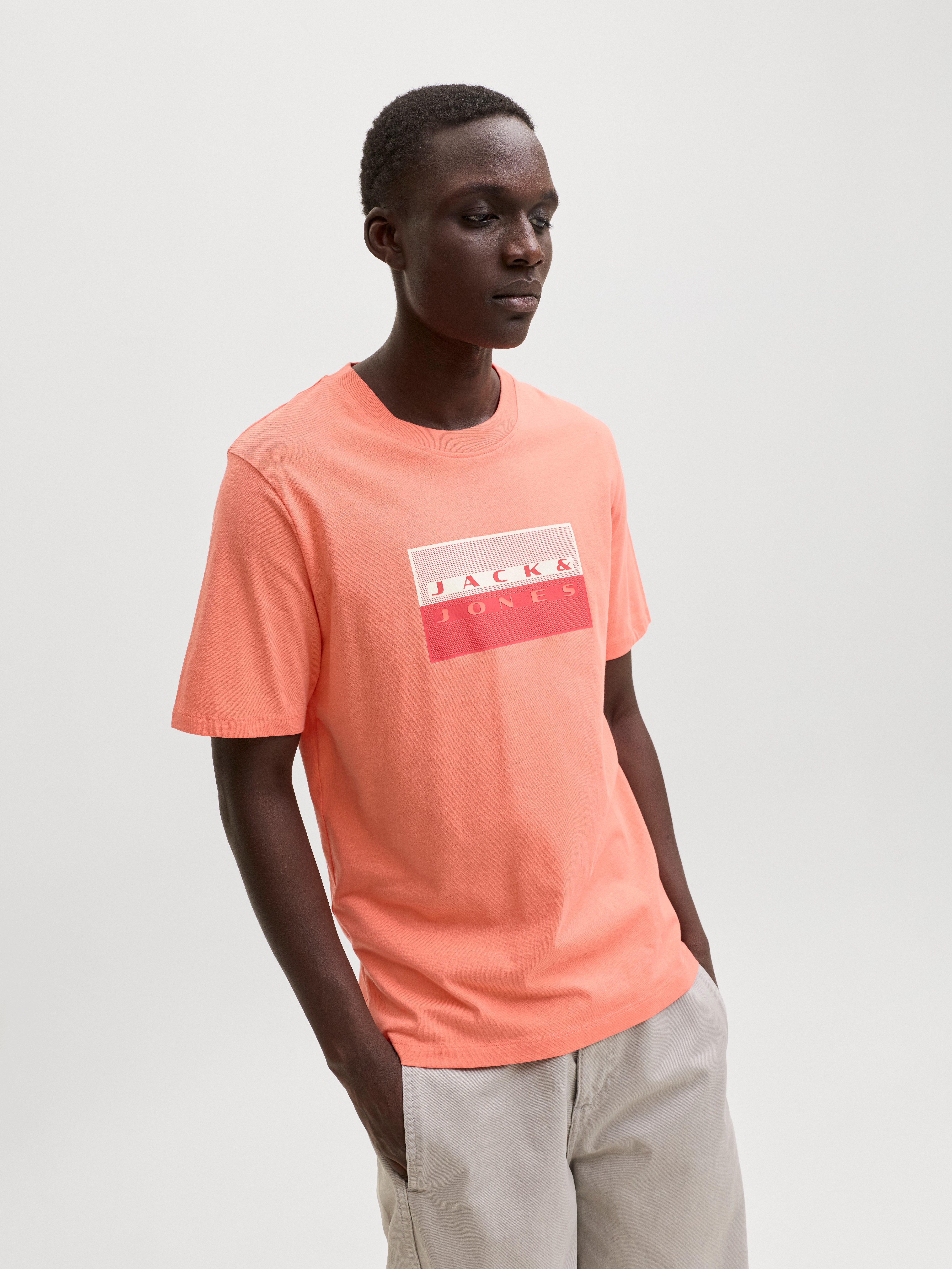 Jack & Jones Kurzarmshirt JCOFUSION DOTS PRINT TEE SS CREW SN Baumwolle, regular fit