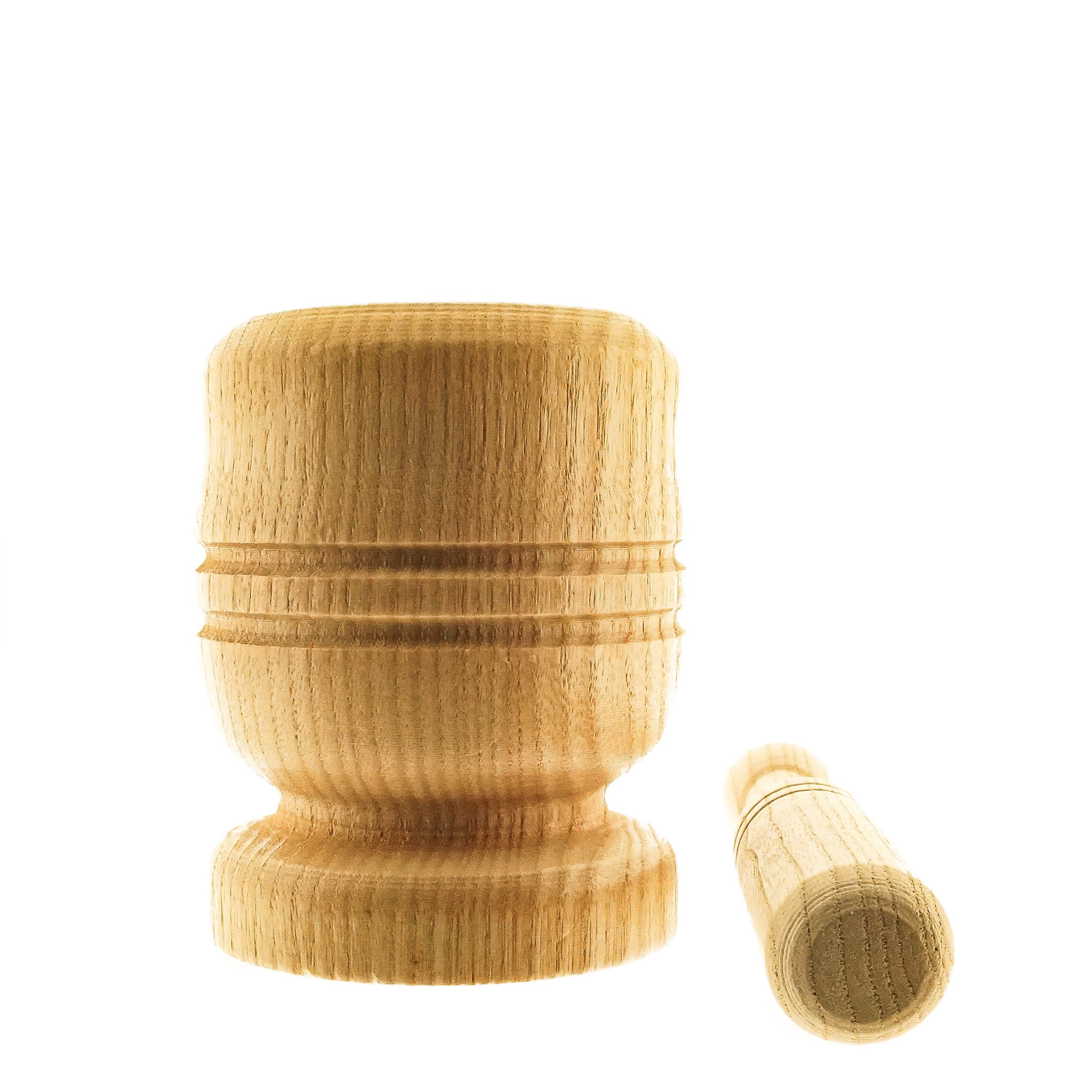 Almina Mörser Mörser & Stößel Set, Hölzerner Knoblauchstampfer, aus 100% Bambus
