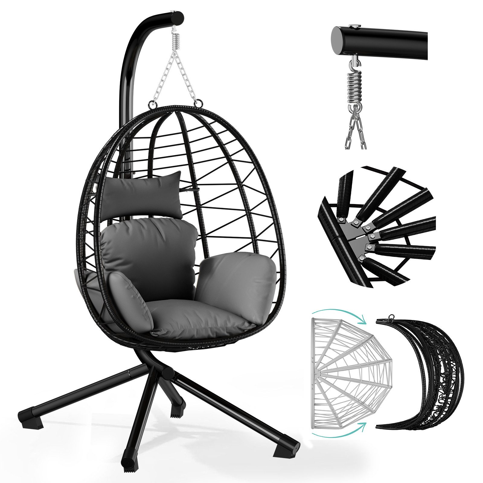 HOMELUX Hängesessel Hängematte mit Gestell, Hängeschaukel, Hängestuhl mit K günstig online kaufen