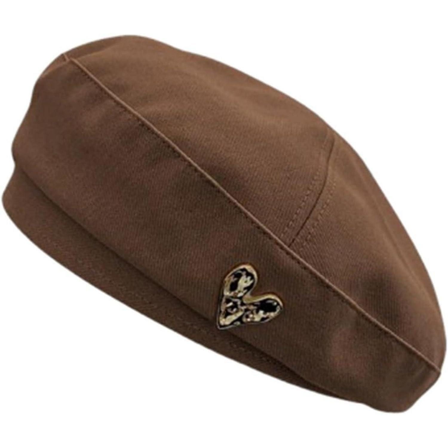 LuxusKollektion Baskenmütze Baskenmütze Damen Baumwolle Barett Beret Cap Malermütze 56-59 Kaffee
