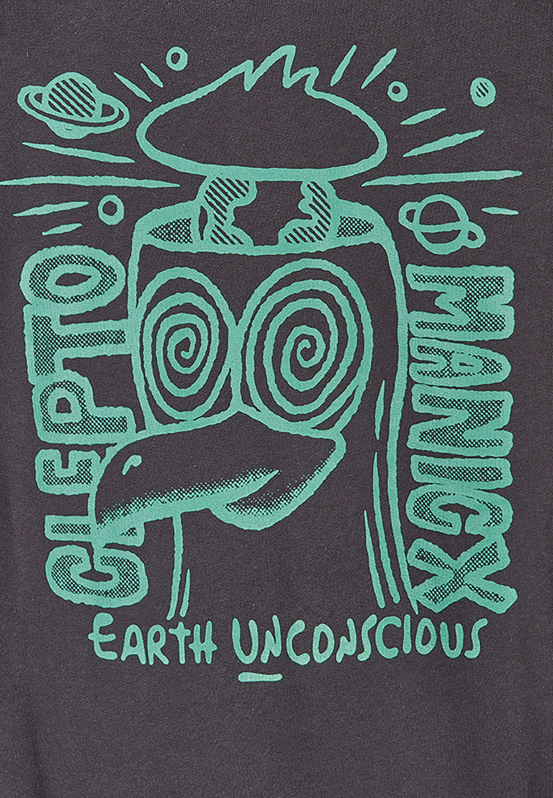 mit Kapuzensweatshirt Unconscious Rückenprint großem dunkelgrau Cleptomanicx