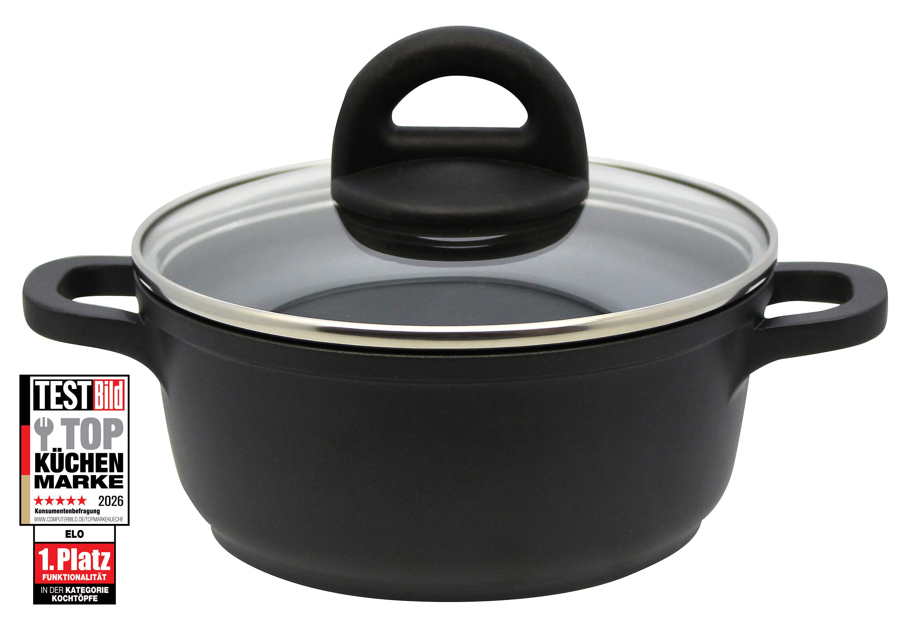 Elo Basic Kochtopf Black, Aluminium (1-tlg), Gelochter Induktionsboden