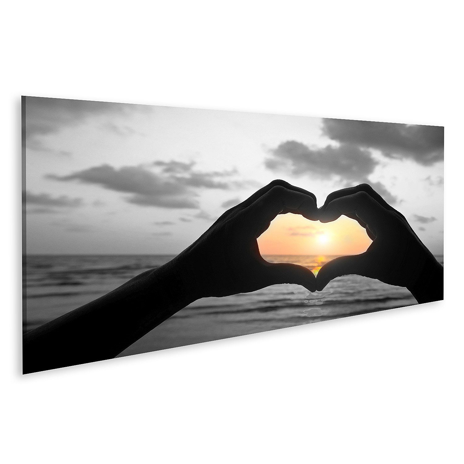 islandburner Leinwandbild Bild auf Leinwand Liebe Positiv Herz Hände Paar Strand Wandbild Poster
