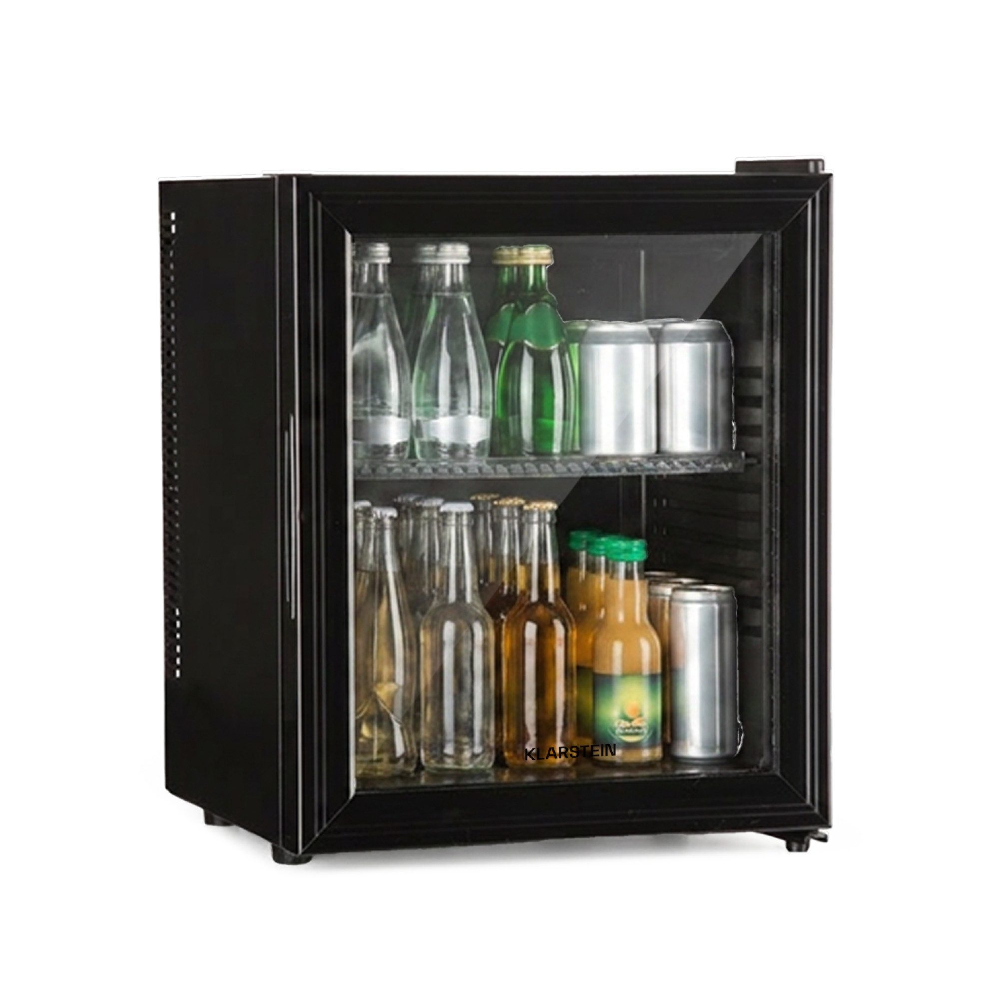 Klarstein Table Top Kühlschrank Brooklyn 24 Mini-Kühlschrank 23L Glastür LED 12-18°C versetzbar 10032778, 47.5 cm hoch, 38 cm breit, Hausbar Minikühlschrank ohne Gefrierfach Glastür klein Kühlschrank