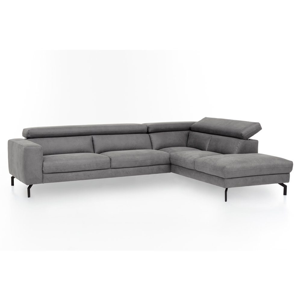 Lomadox Vintageoptik L-Form, grau verstellbares Sofa Kopfteil, CASSINO-155,