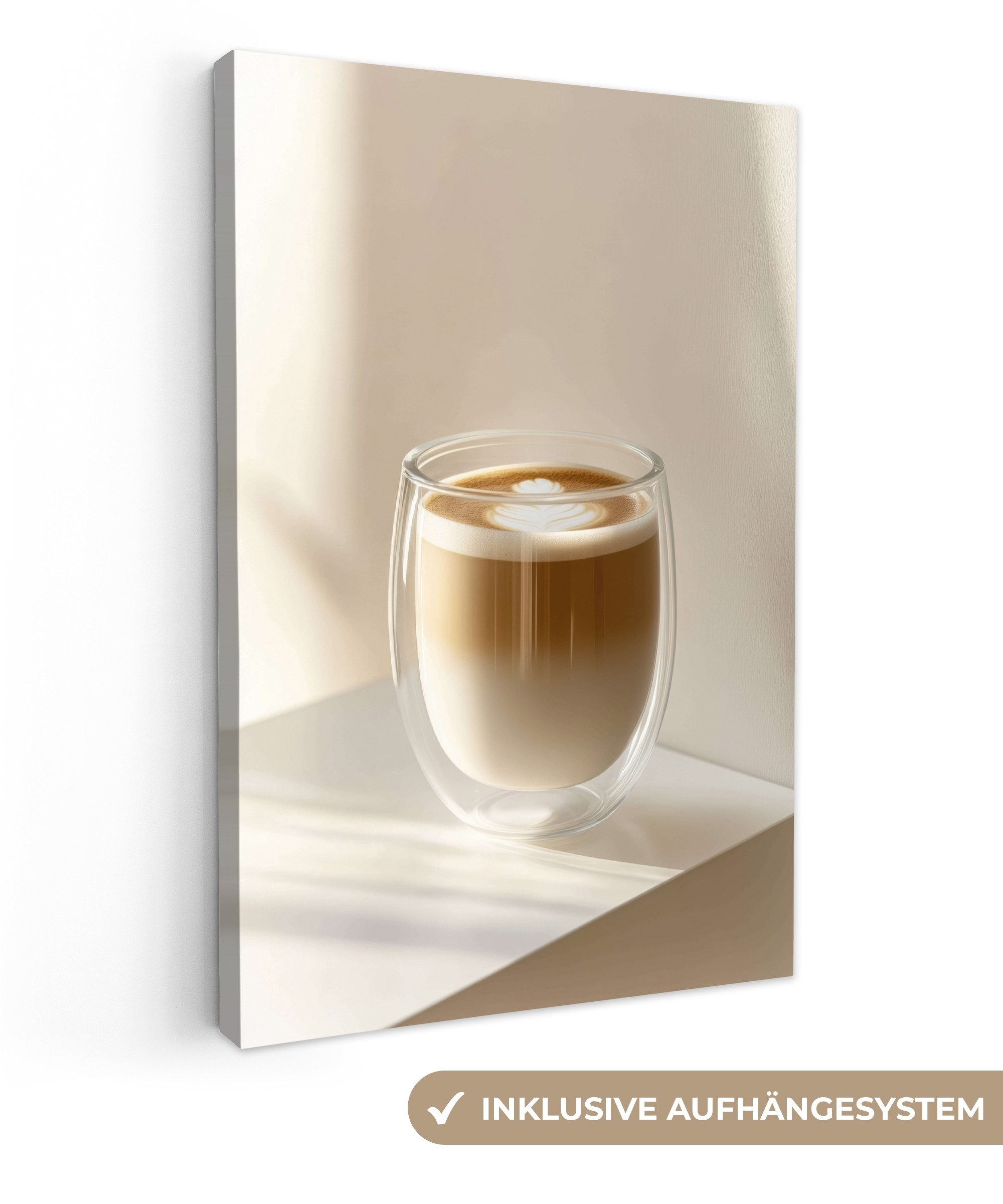 Leinwandbild Becher - Latte - Minimalistisch - Schatten