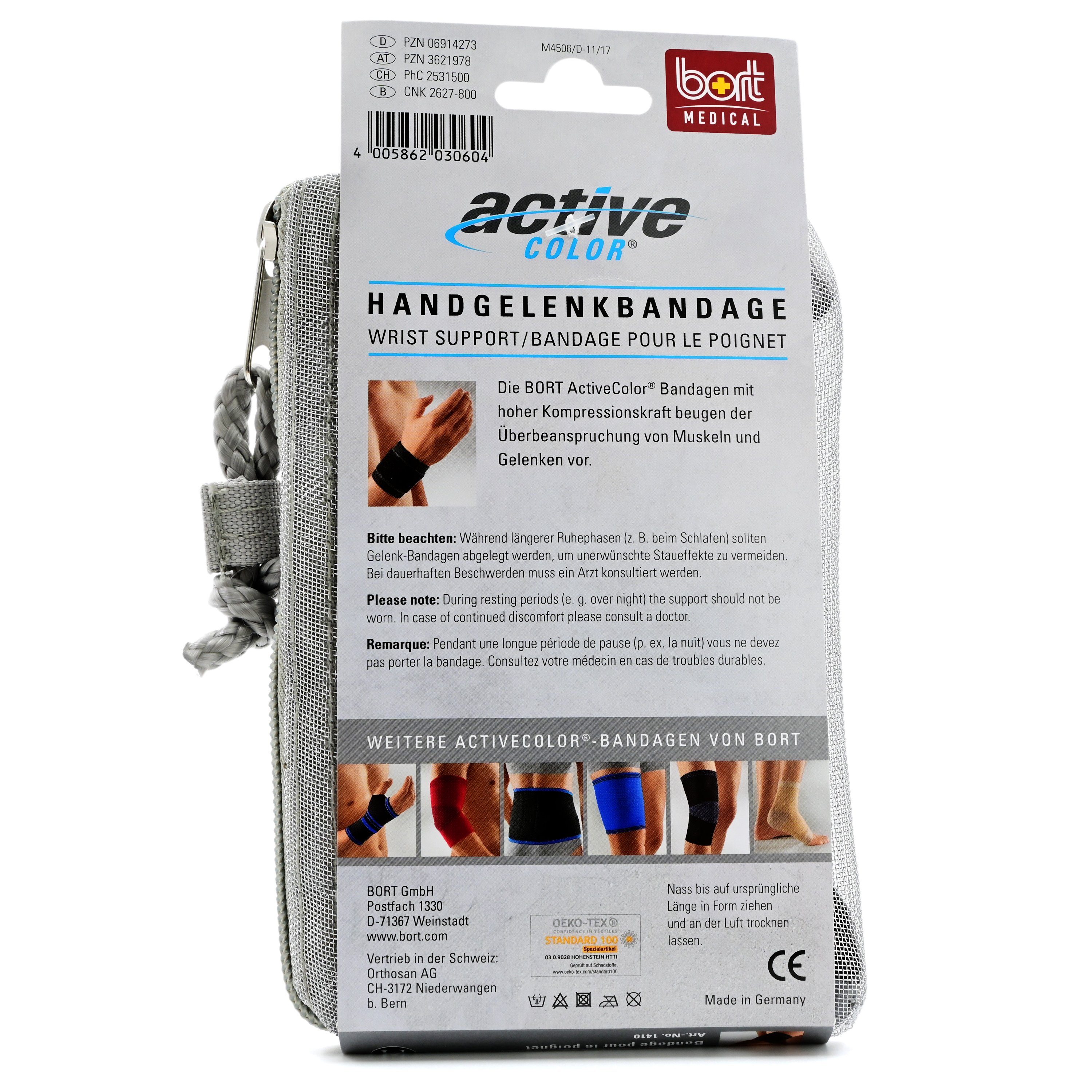 Bort GmbH Handgelenkbandage BORT ActiveColor Handgelenkbandage M schwarz, 1 Stück