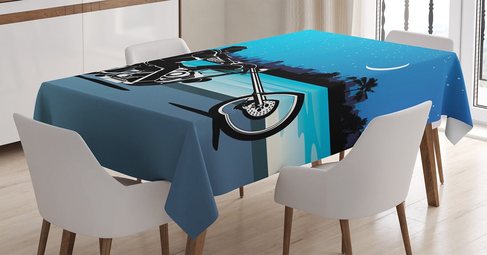 Abakuhaus Tischdecke Farbfest Waschbar Für den Außen Bereich geeignet Klare Farben, Navy blau Chopper-Motorrad