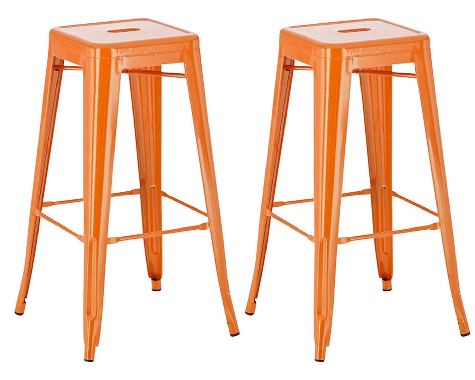 TPFLiving Barhocker Joshua (Set, 2 St., mit angenehmer Fußstütze - Hocker für Theke & Küche), Gestell Metall Orange - Sitzfläche: Metall Orange