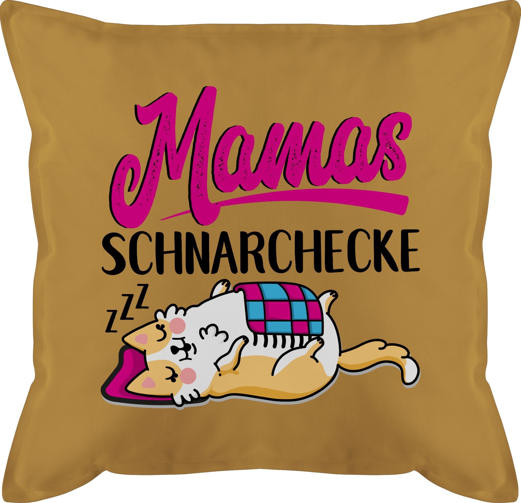 Mamas Dekokissen - Schnarchecke Gelb Muttertagsgeschenk Shirtracer schwarz/fuchsia, 2