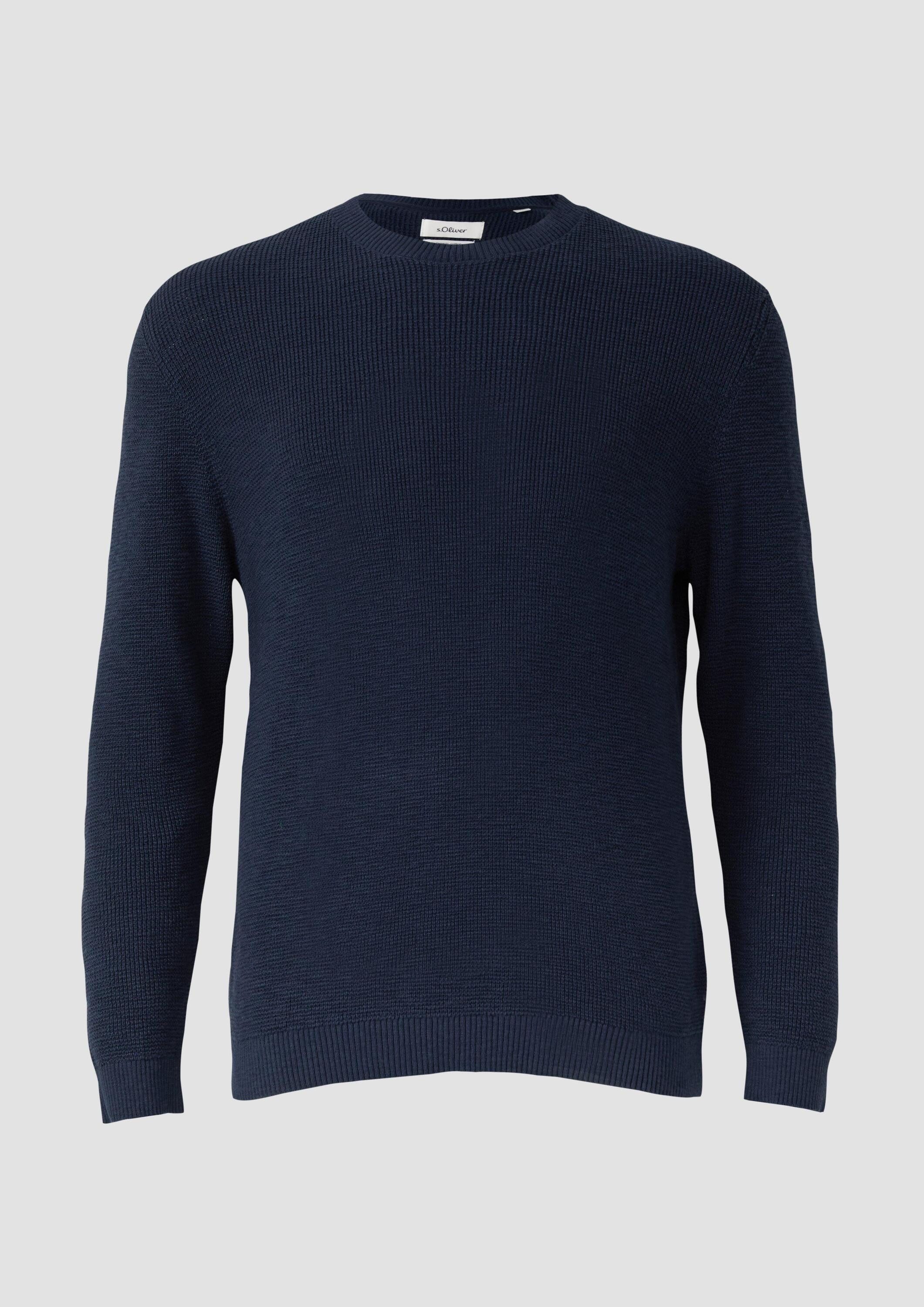s.Oliver Longpullover Strickpullover Strickpullover mit Crew Neck und Strukturmuster