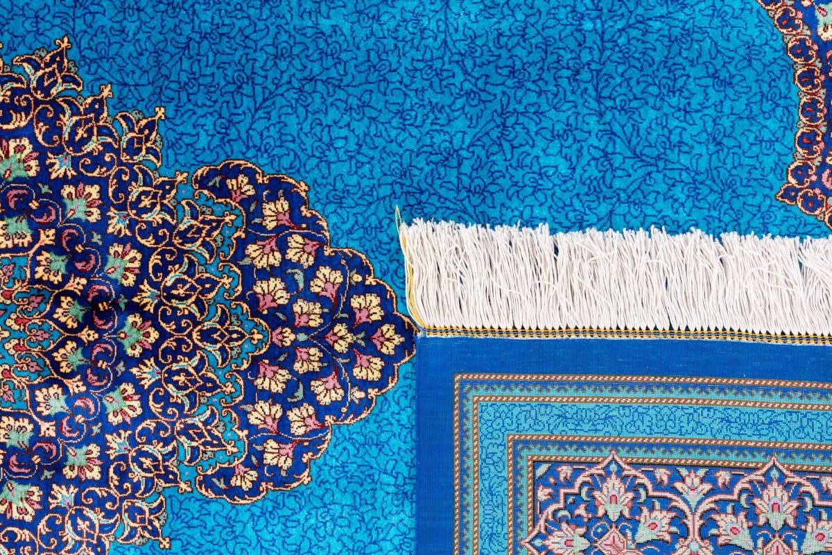 3 rechteckig, Handgeknüpfter Orientteppich, Trading, Seide mm Seidenteppich Mousavi Signiert Ghom Höhe: 125x202 Nain