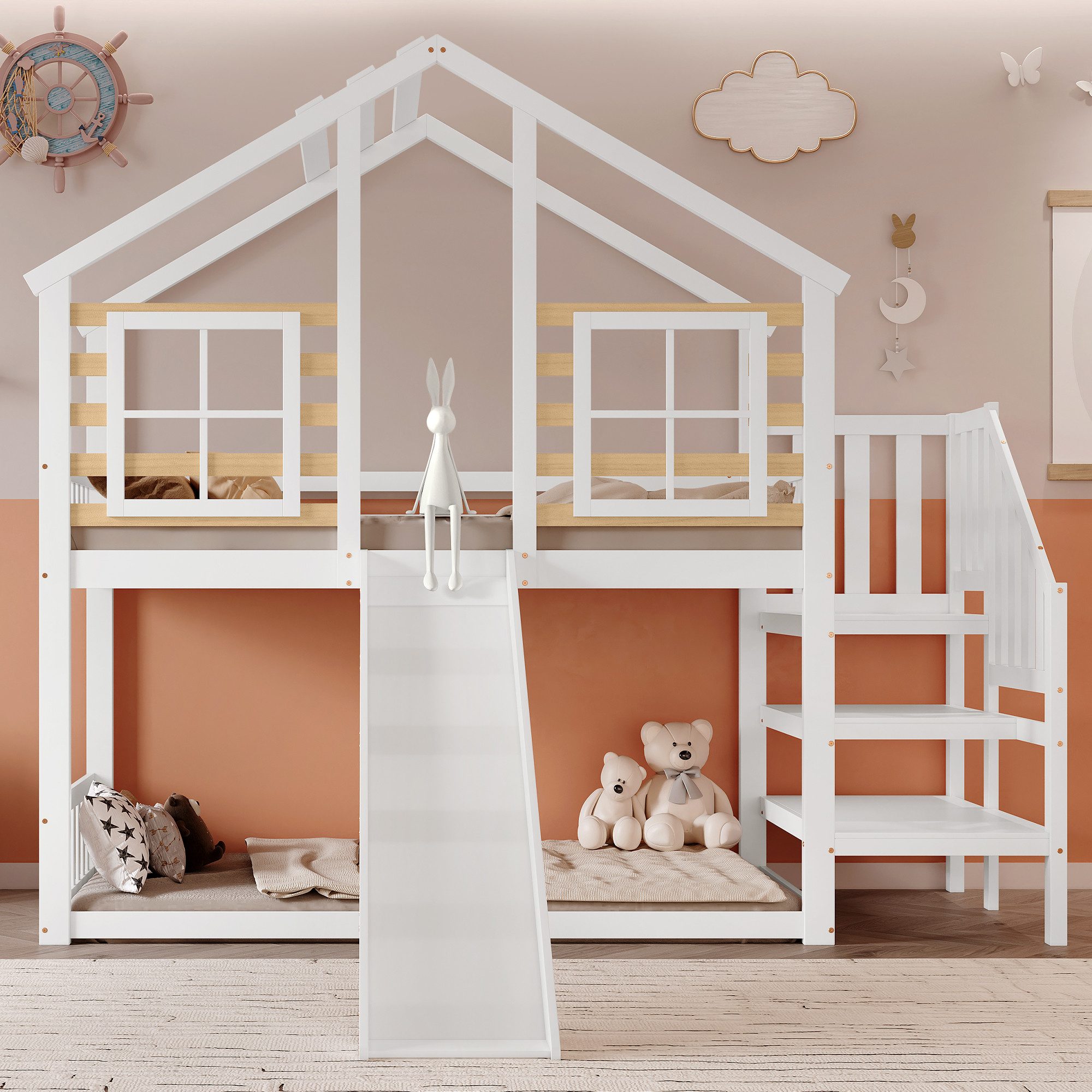 Merax Etagenbett in Blockhaus Design (1-St., günstig online kaufen