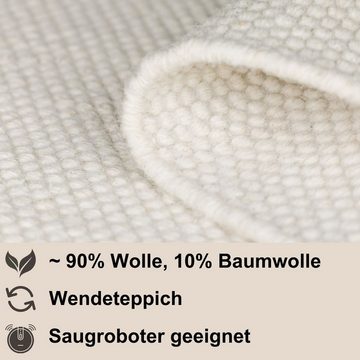 Wollteppich Wooly Dream 1, Myflair Möbel & Accessoires, rechteckig, Höhe: 10 mm, handgewebter Wendeteppich, Uni Farben, reine Wolle, Wohnzimmer