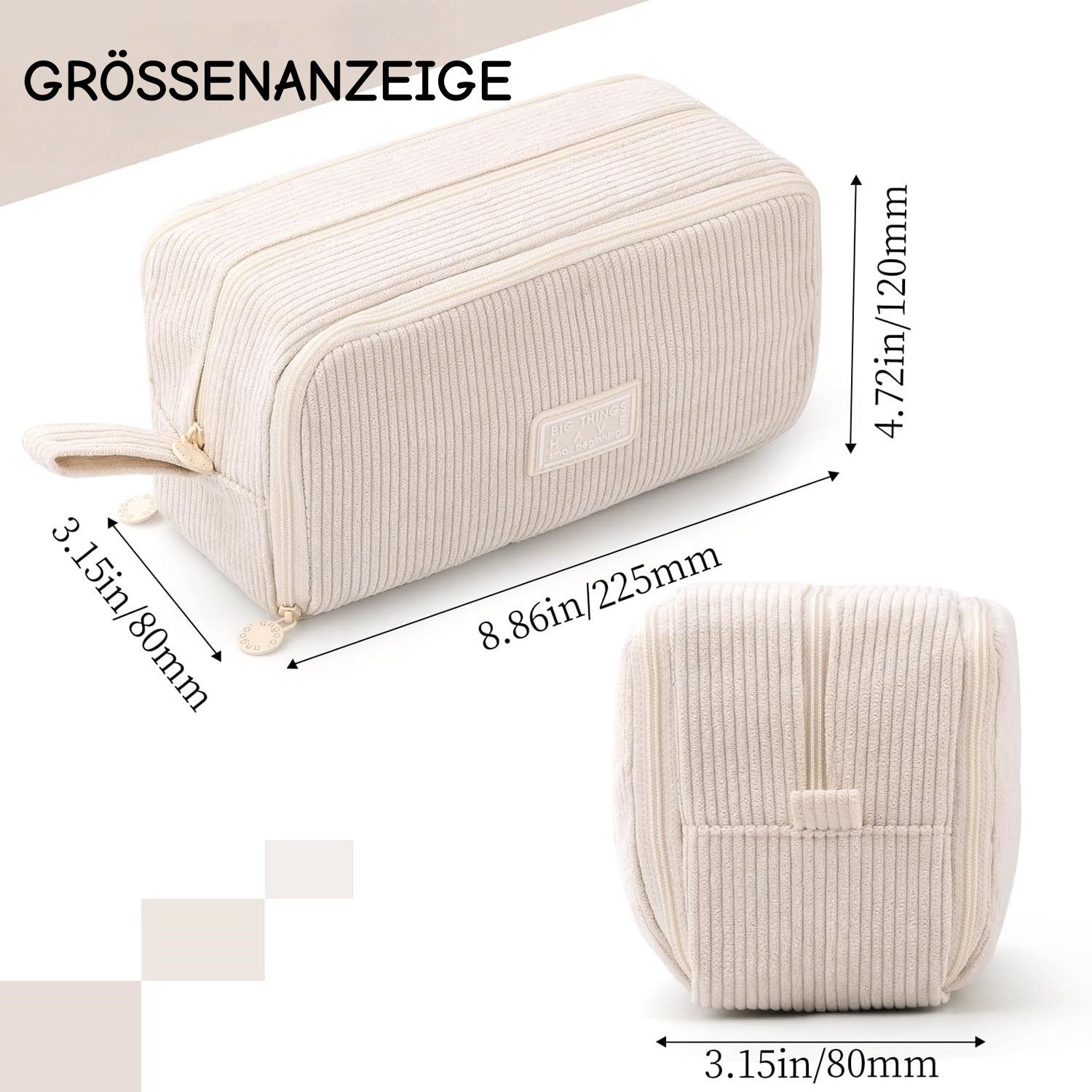 Diwzbyn Federmäppchen aus Cord-Stoff Federtaschen Mäppchen mit 3 Fächer Schulmäppchen, Große Kapazität Stiftetasche Pencil Case für Schule & Büro