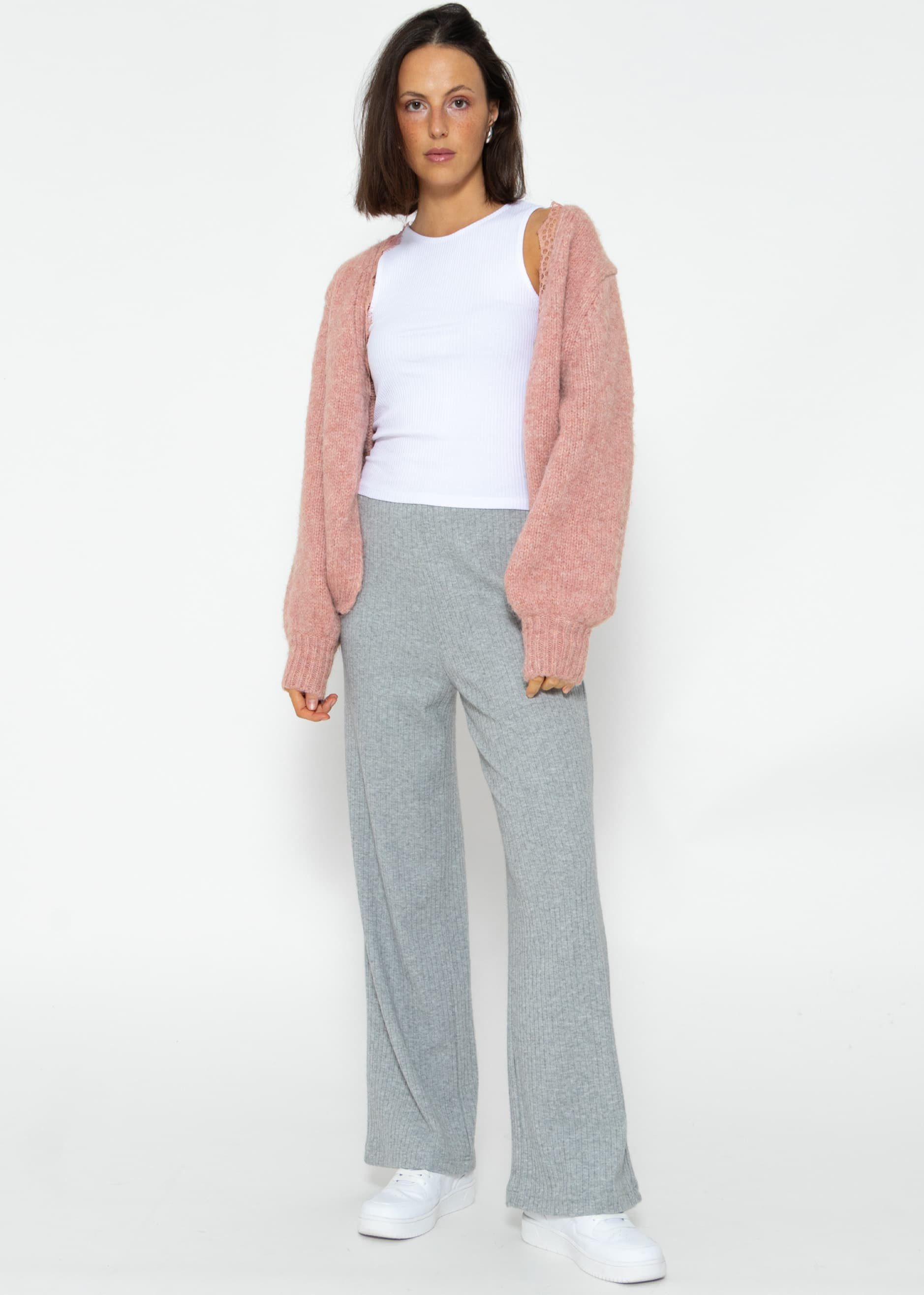 SASSYCLASSY Stoffhose Lässige Schlupfhose mit Wide-Leg Gerippte Stoffhose m günstig online kaufen