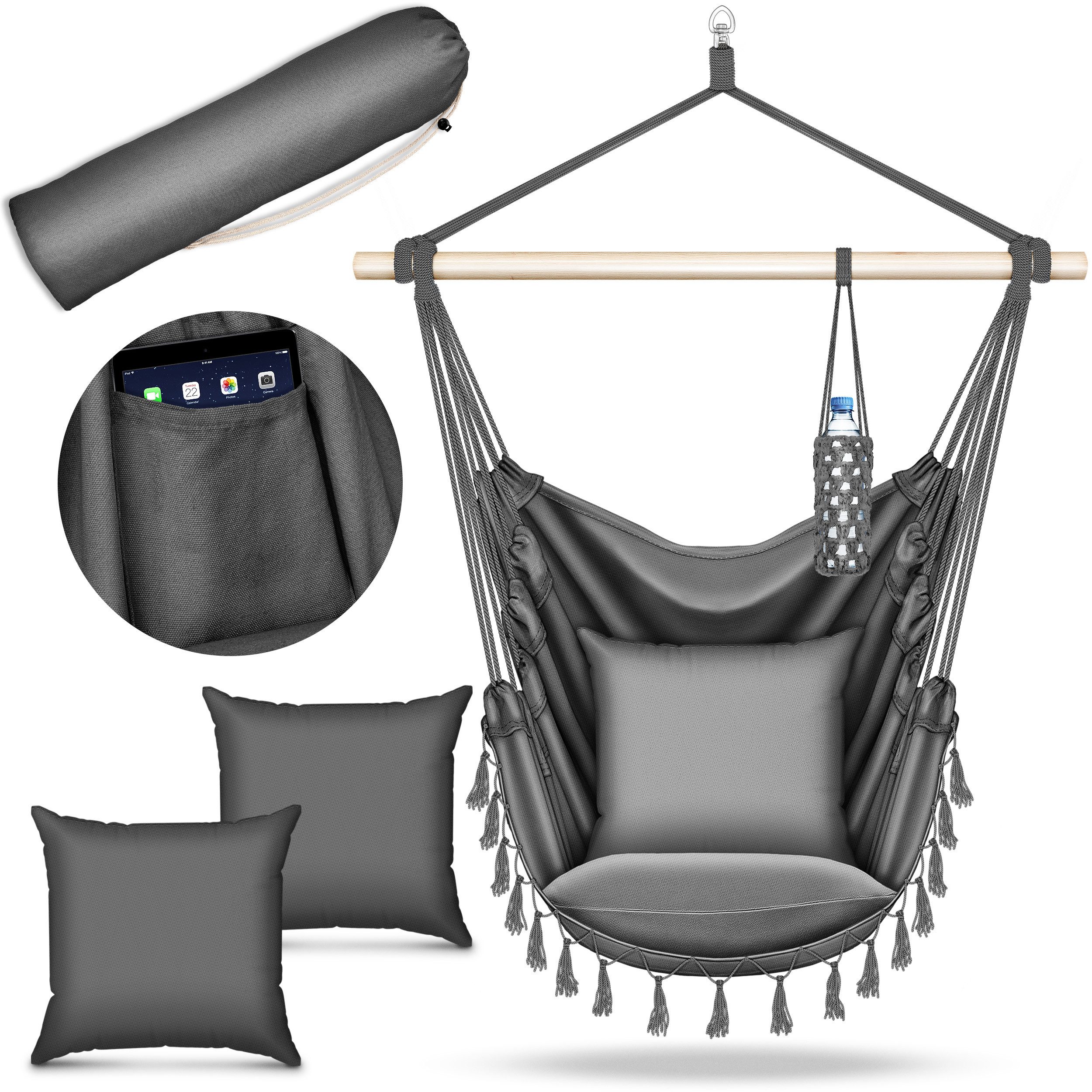 tillvex Hängesessel tillvex® Hängesessel mit 2 Kissen Hängestuhl Hängeschaukel Hängekorb, Kinder