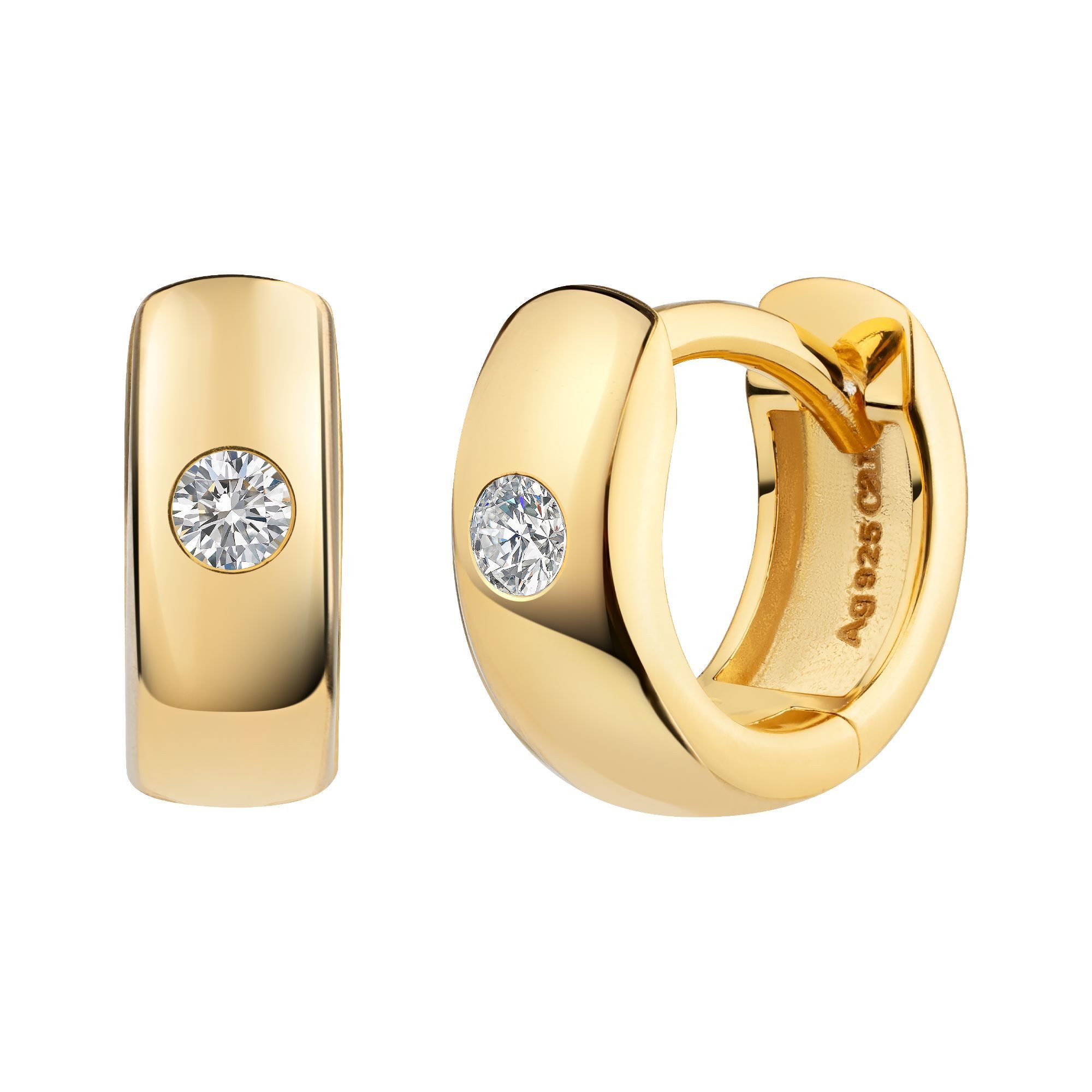 CAÏ Paar Creolen 925 Silber vergoldet Zirkonia