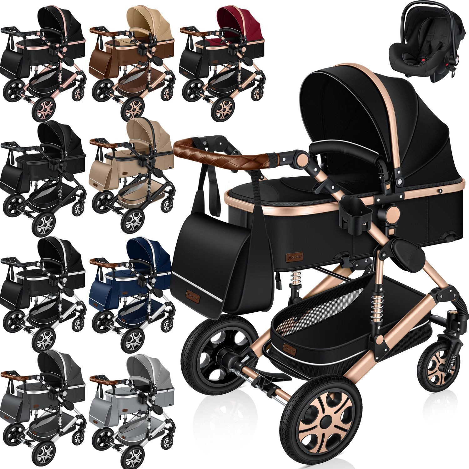 KESSER Kombi-Kinderwagen, Loops Kinderwagen Kombikinderwagen Komplettset