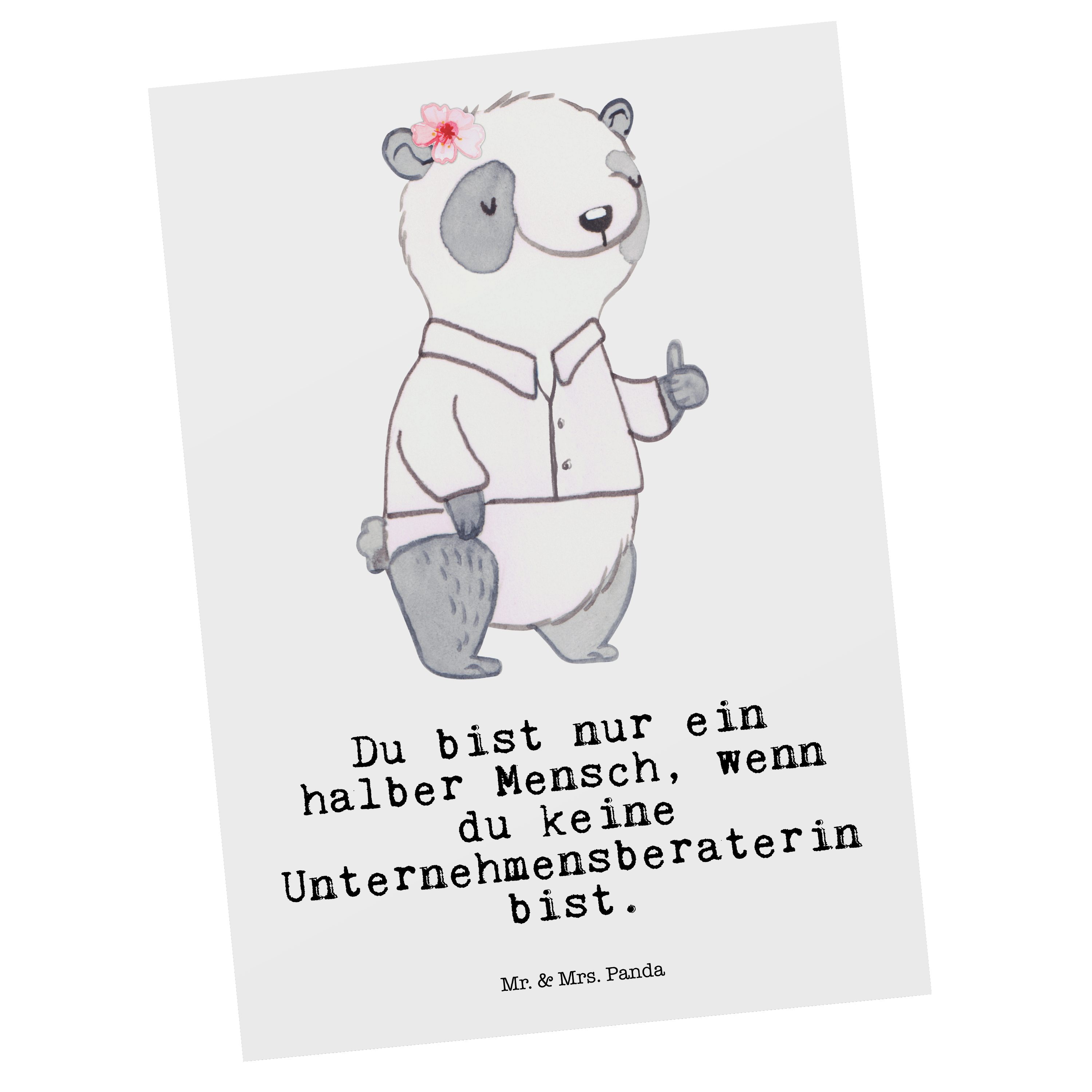 Mr. & Mrs. Panda Postkarte Unternehmensberaterin mit Herz - Weiß - Geschenk, Einladung, Ansichts