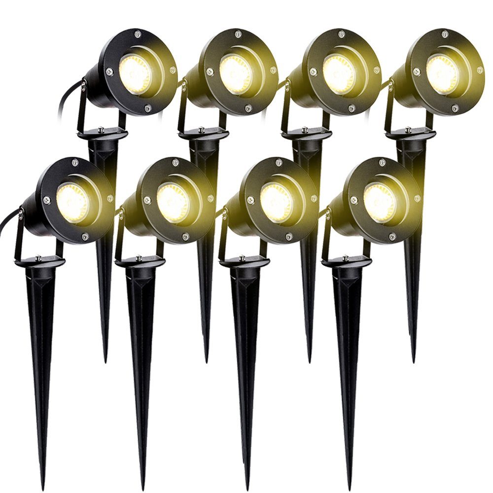 Clanmacy LED Gartenstrahler Gartenbeleuchtung mit Erdspieß 4W IP65 Gartenleuchte Warmweiß, LED fest integriert, Warmweiß