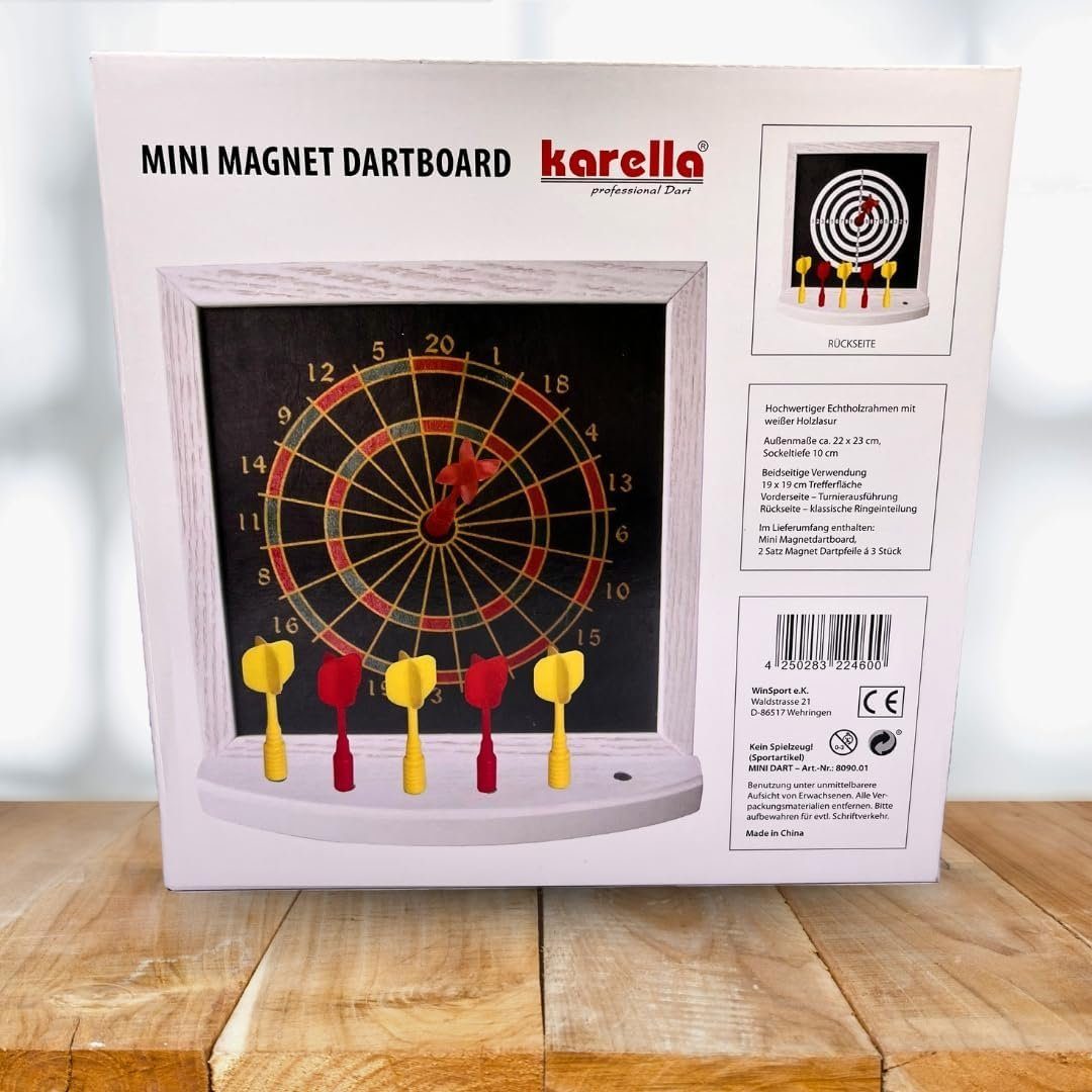 Karella Dartscheibe Mini Dartboard Magnet inkl. 6 Magnetdarts