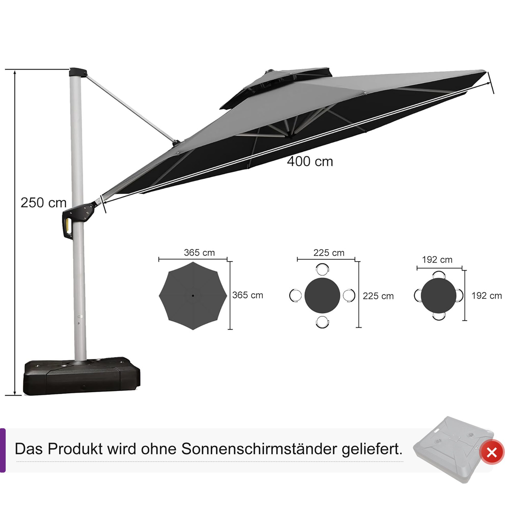 PURPLE LEAF Ampelschirm Rundes luxuriöses Außenbereich günstig online kaufen