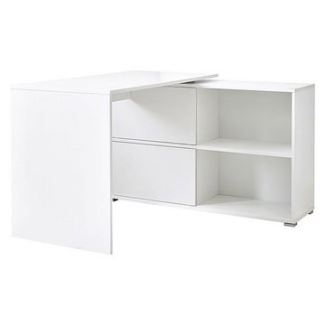 Lomadox Schreibtisch MANHATTEN-01, Büromöbel Set Aktenregal Eckschreibtisch weiß Eiche