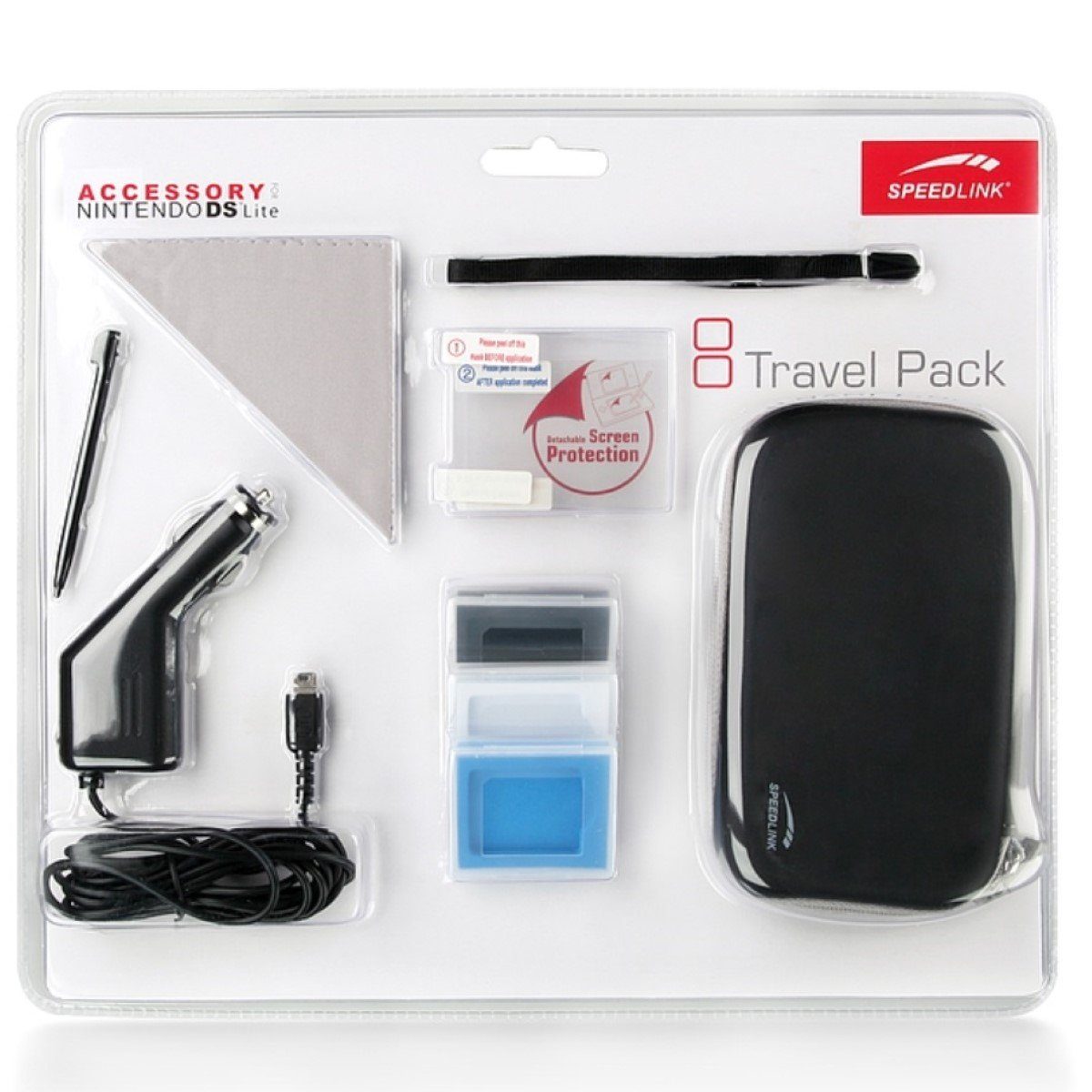 Speedlink 9in1 PACK Hardcase Tasche KFZ Ladegerät Black Gaming-Controller (Tasche, Spiele-Aufbewahrung, Kfz-Ladegerät etc. für Nintendo DS Lite)