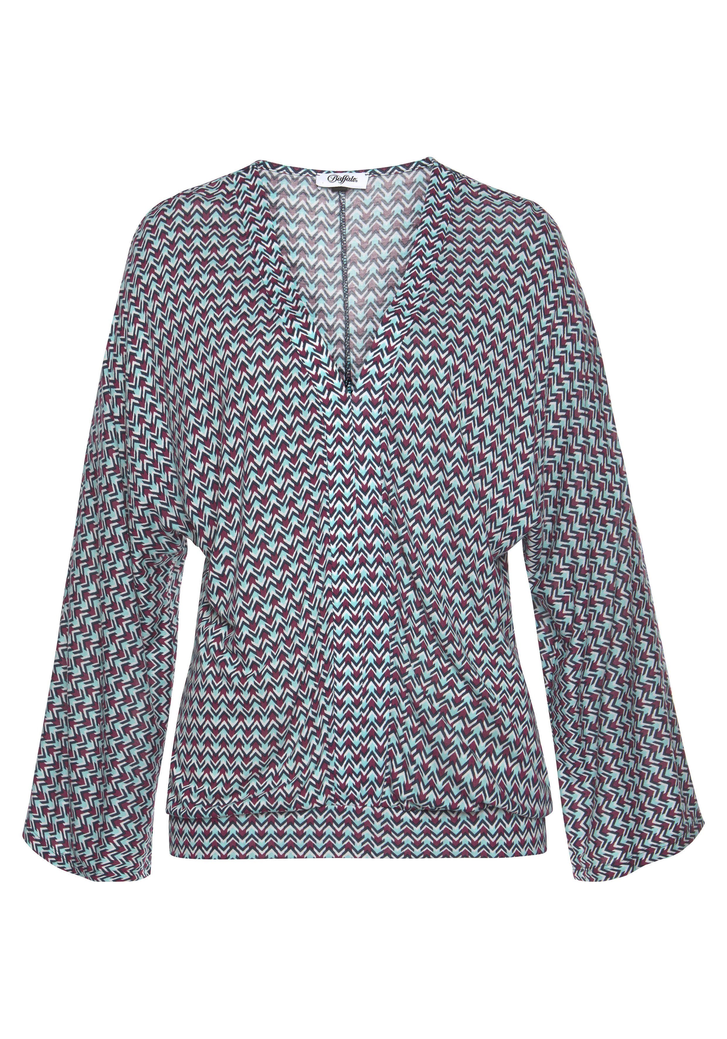 Buffalo 3/4-Arm-Shirt mit V-Ausschnitt und lockere Passform, casual-lässig. € 39,99