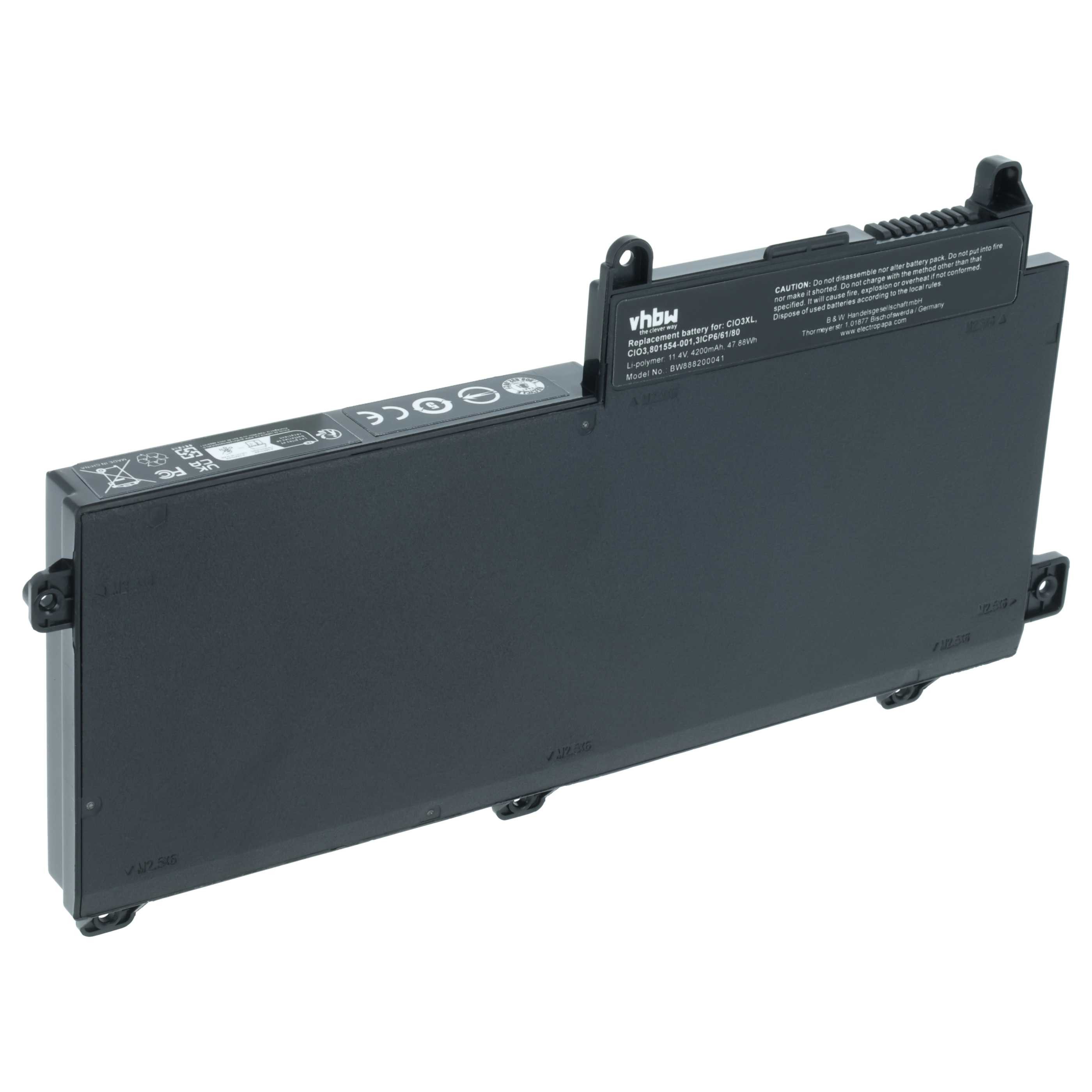 vhbw Akku passend für HP ProBook 655, 645, 640, 645 G2, 640 G2, 655 G2, 650 Laptop-Akku Akku Li-Polymer 4200 mAh (11,4 V, 1 St), Leistungsfähiger Austausch-Akku für Notebook, Wiederaufladbar, Jede