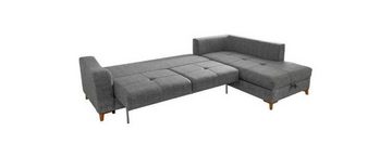 JVmoebel Ecksofa Graues L-Form Ecksofa Wohnzimmer Sofas Luxus Couchen Holzmöbel, 2 Teile, Made in Europa